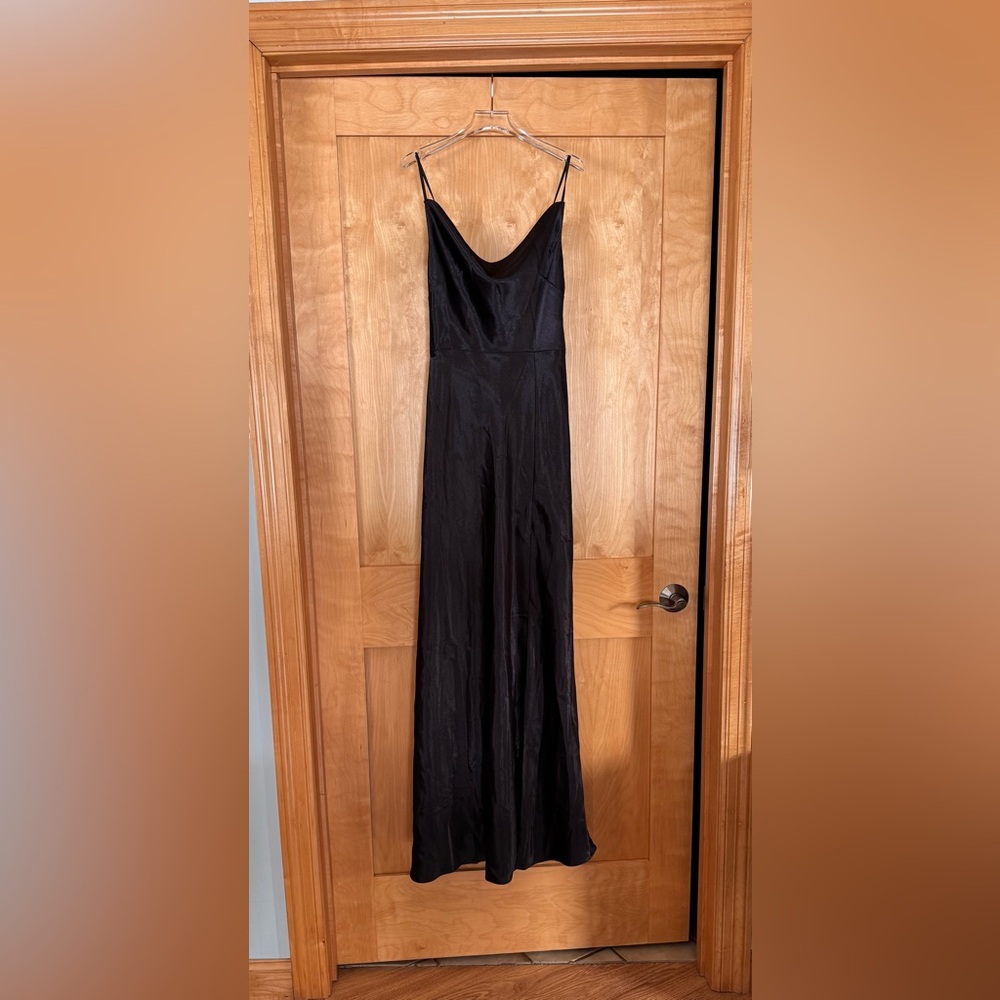 Birdy Grey Shiny Black Satin Dress